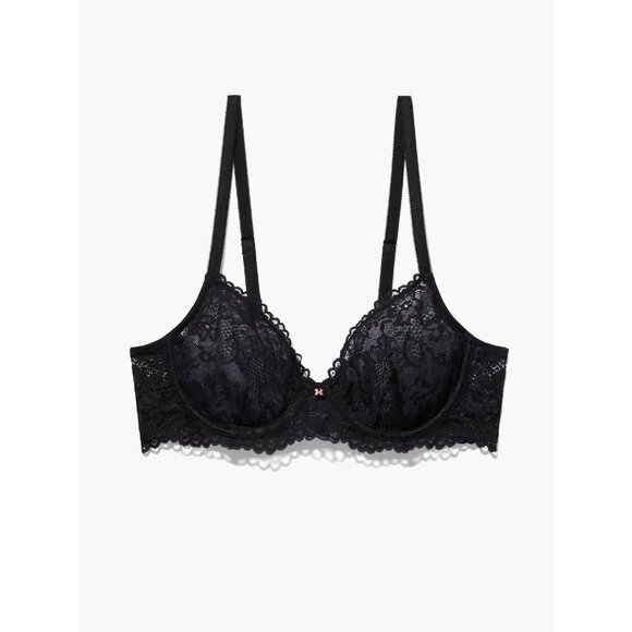 NWT‎ Savage x Fenty Floral Lace Unlined Bra in Black Caviar - Size 34B - Picture 1 of 6